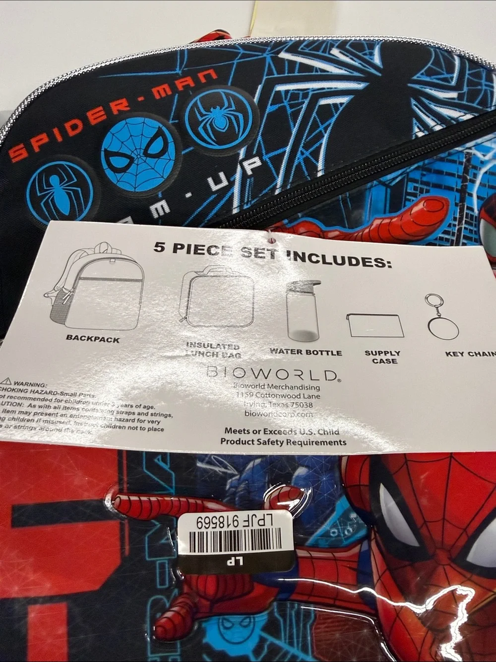 NEW Spiderman Kids Backpack Set - Lunch box